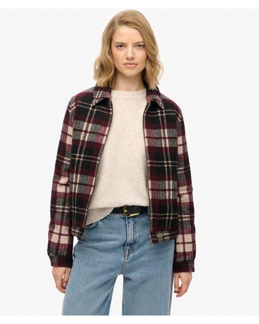 Superdry Black Checked Ranch Quilted Jacket
