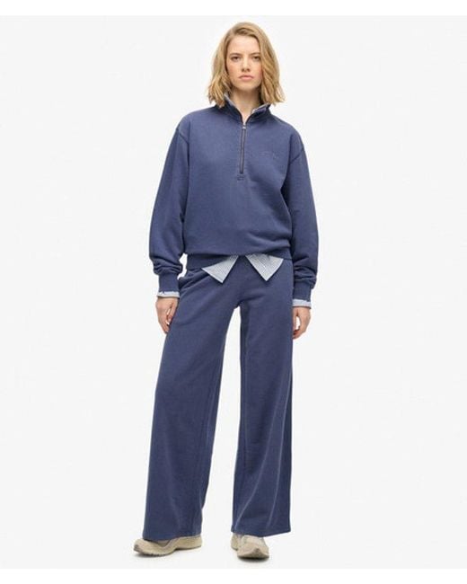 Superdry Blue & Co Essential Logo Garment Dye Half Zip Sweatshirt