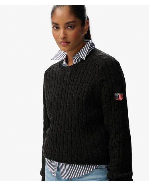 Superdry Black & Co Slouchy Cable Knit Jumper