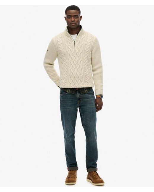 Superdry Natural & Co Jacob Cable Knit Half Zip Jumper for men