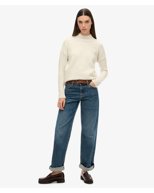 Superdry White Classic Essential Mock Neck Jumper