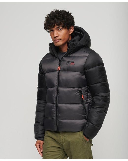 Superdry Hooded Colour Block Sports Puffer Jacket in Gray for Men Lyst