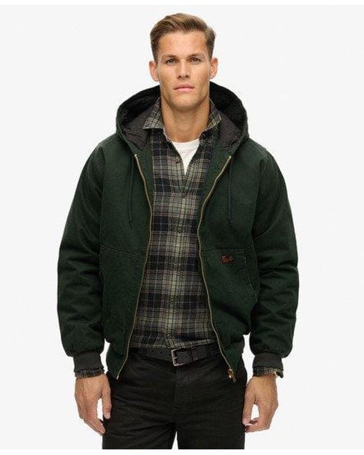 Superdry Green Surplus Hooded Bomber Jacket for men