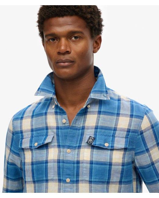 Superdry Blue & Co The Merchant Store - Linen Check Shirt for men