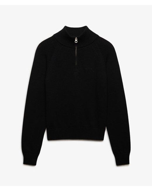 Superdry Black & Co Essential Half Zip Knit Jumper