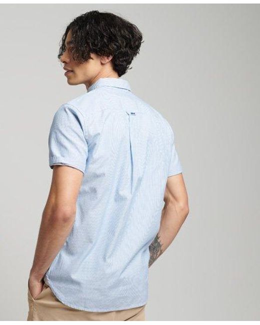 Superdry Blue Organic Cotton Classic University Oxford Shirt Ticking Stripe for men