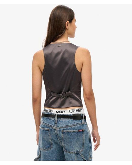 Superdry Blue & Co Pinstripe Satin Back Waistcoat