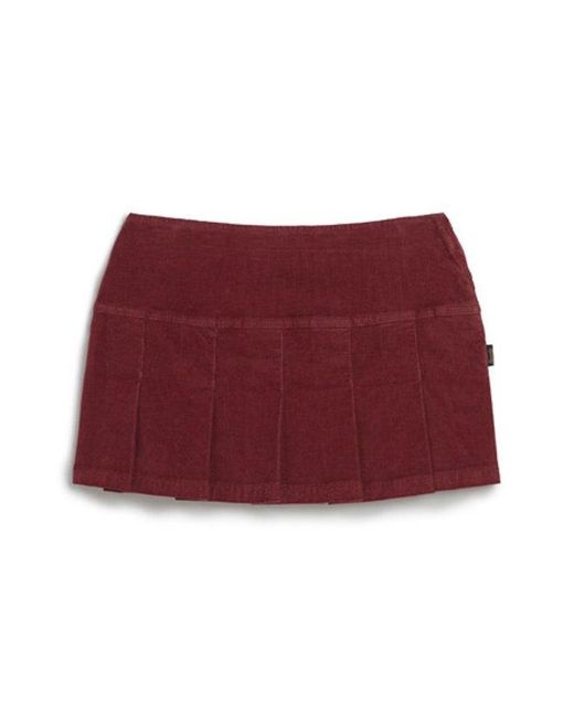 Superdry Red Vintage Cord Pleated Mini Skirt