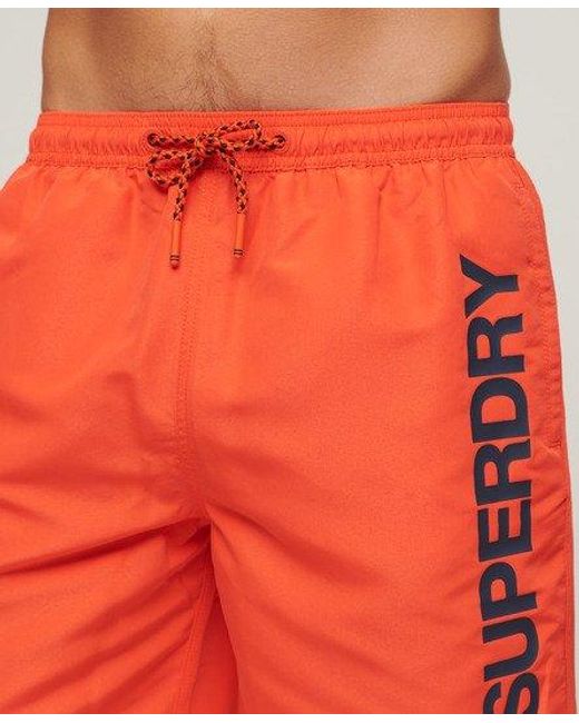 Superdry Orange Sport Graphic 17-inch Recycled Swim Shorts for men