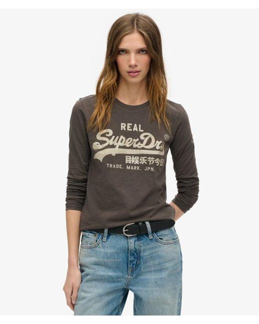 Superdry Black & Co Embellished Vintage Logo Graphic Top