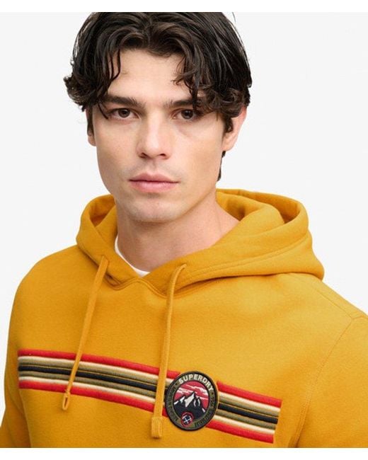 Superdry Yellow Outdoors Stripe Logo Hoodie for men