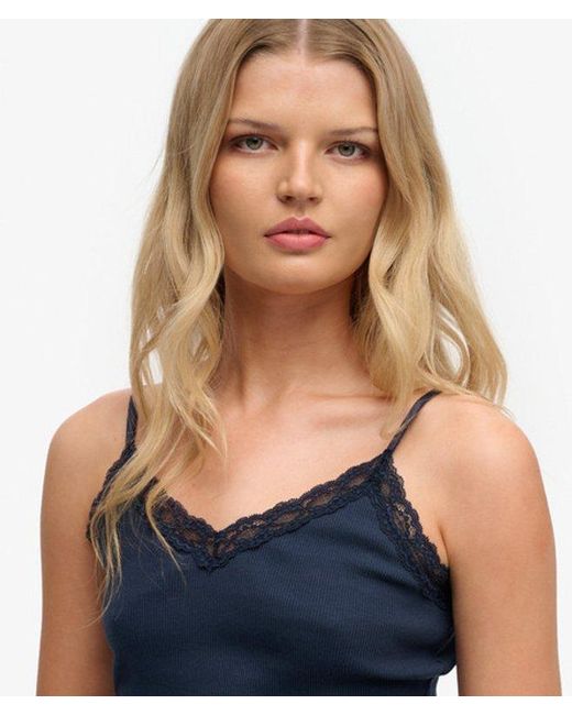 Superdry Blue & Co Essential Lace Trim Cami Top