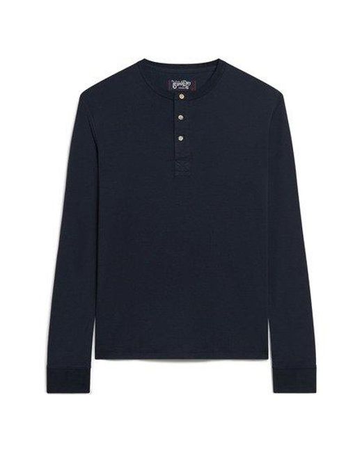 Superdry Merchant Store - Kraagloos Jersey Shirt in het Blue voor heren