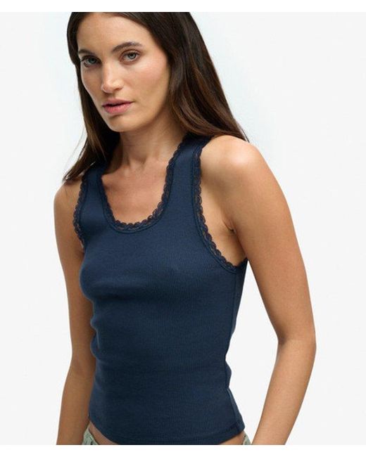 Superdry Blue & Co Vintage Lace Trim Vest
