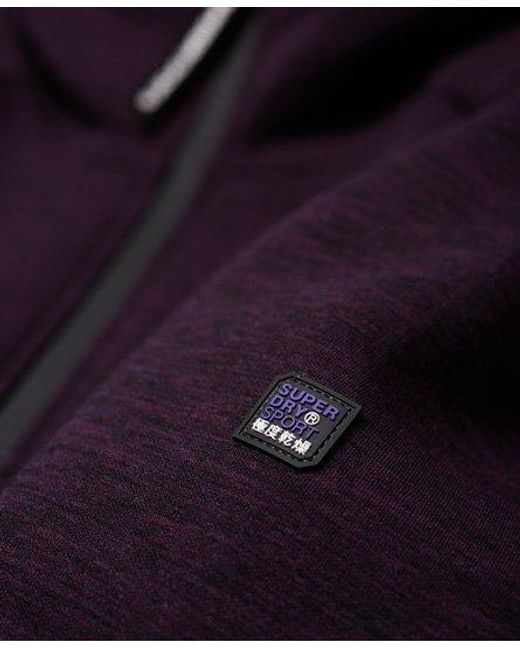 Superdry Blue Core Gym Tech Zip Hoodie Fig Marl for men
