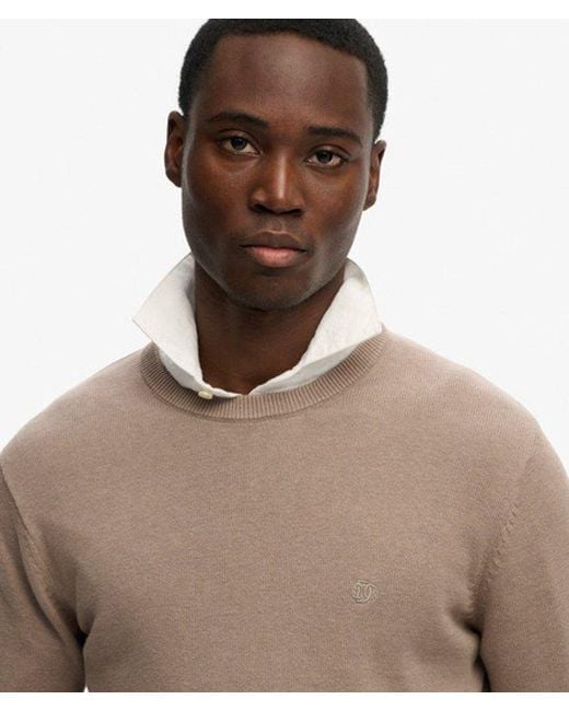 Superdry Brown Essentials Cotton Jumper for men