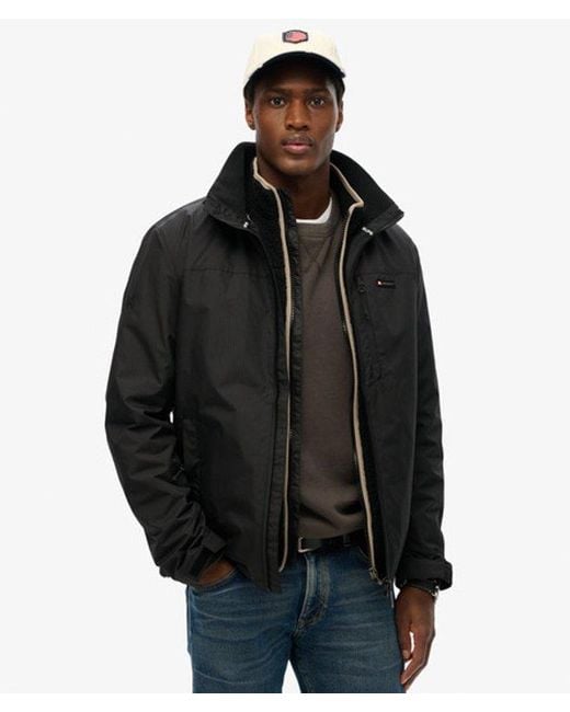 Superdry Black & Co Non Hood Logo Windbreaker Jacket for men
