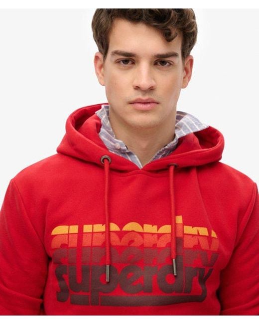 Superdry Red Stacked Hoodie for men
