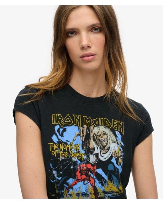 Superdry Black & Co Iron Maiden X & Co Cap Sleeve Band T-shirt