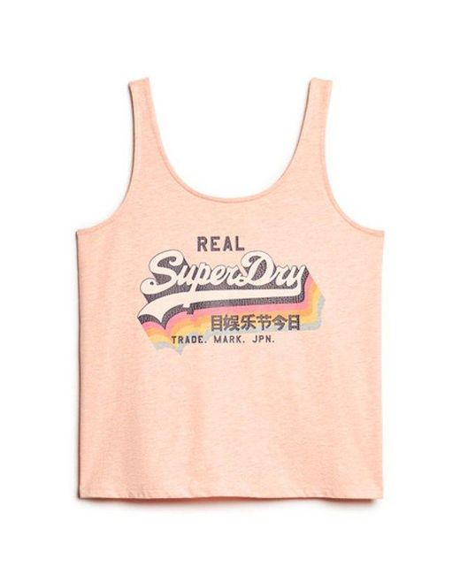 Superdry Red & Co Ladies Slim Fit Vintage Logo Vest Top