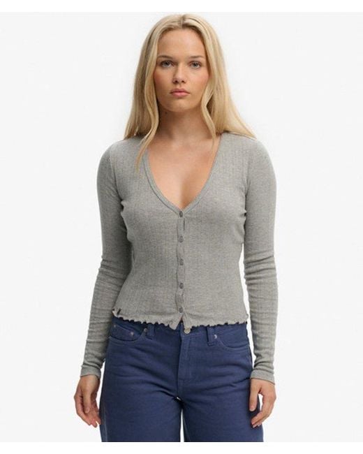 Superdry Gray & Co Athletic Essential Pointelle Cardigan
