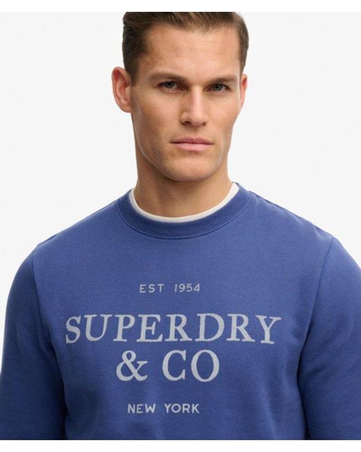 Superdry 1954 Company Relaxed Sweatshirt in het Blue voor heren