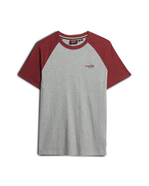 Superdry Red & Co Organic Cotton Essential Logo Baseball T-shirt for men