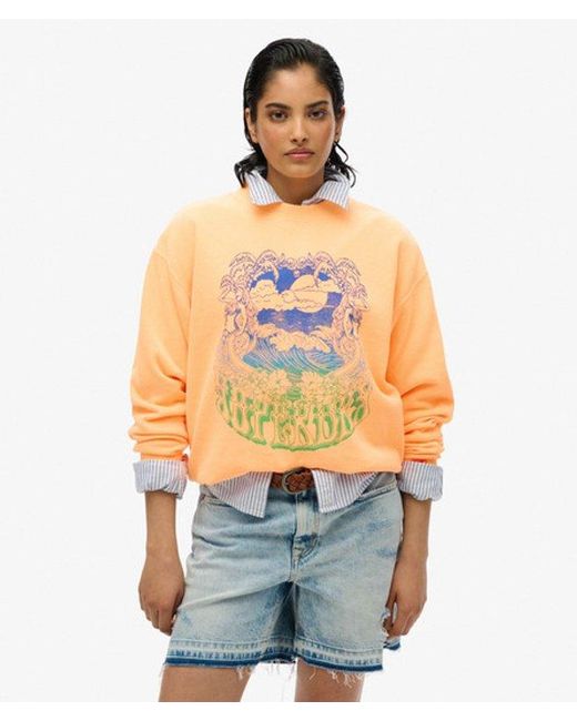Superdry Orange & Co Psych Surf Loose Crew Sweatshirt