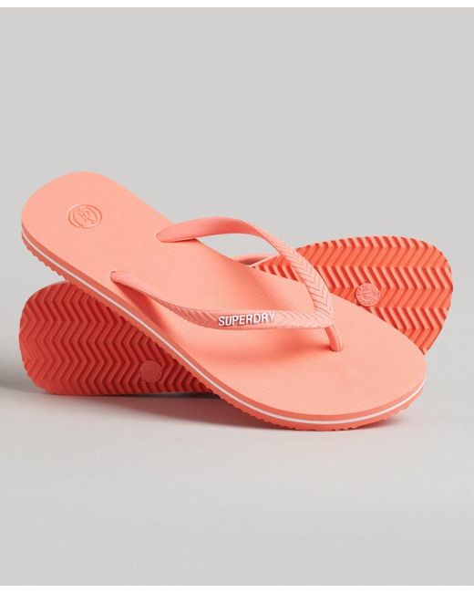 Superdry Womens Cream Vintage Classic Flip Flops, in Pink | Lyst