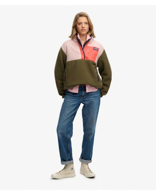 Superdry Colour Block Fleece Pullover in het Green