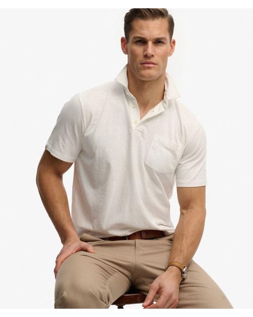 Superdry White & Co Classic Cotton Linen Polo Shirt for men