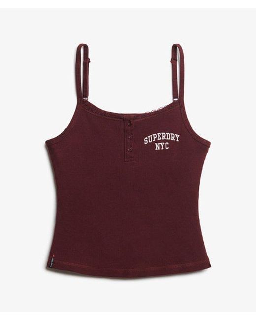Superdry & Co Athletic Essentials Embroidered Button Cami Top