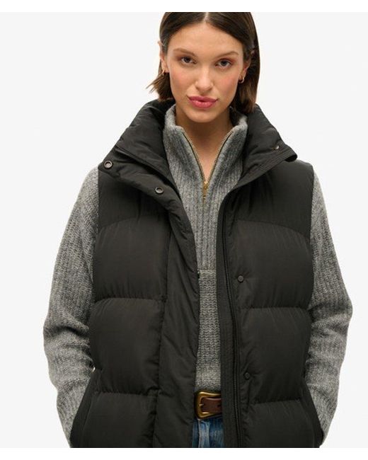 Superdry Black Longline Puffer Gilet