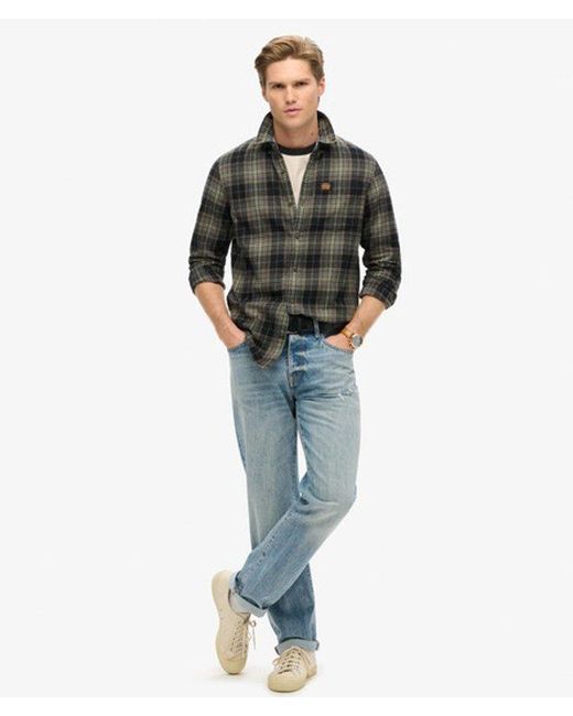 Superdry Black Mens Organic Cotton Lumberjack Check Shirt for men