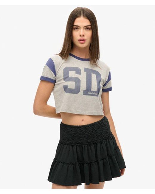 Superdry White Tiered Jersey Mini Skirt