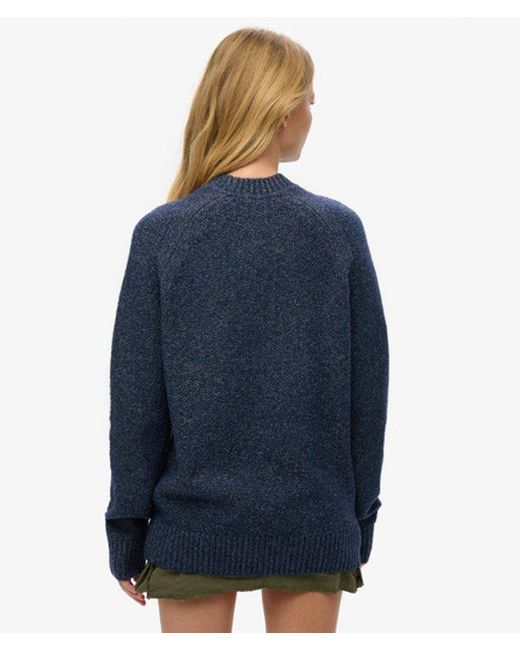 Superdry Blue Oversized Chunky Raglan Jumper