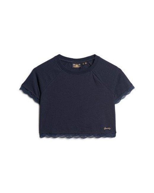 Superdry Blue 90s Lace Trim T-shirt