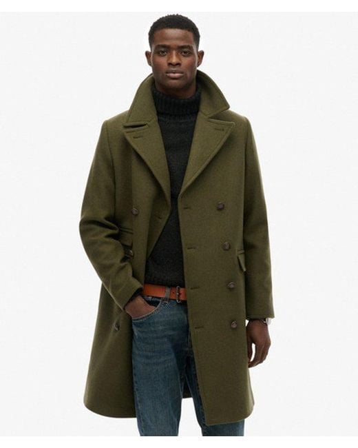 Homme Manteau Long En Laine Mélangée Superdry pour homme en coloris Green