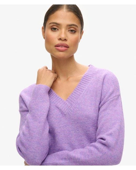 Superdry Purple & Co Oversized V Neck Jumper