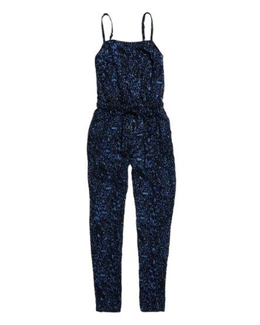 Superdry Blue Textured Print Jumpsuit Ikat Leopard Camo