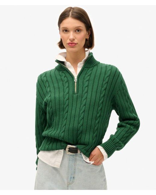 Superdry Green & Co Knitted Rugby Henley Jumper