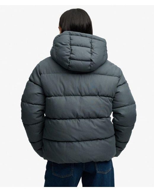 Superdry Blue & Co Premium Hooded Check Puffer Jacket
