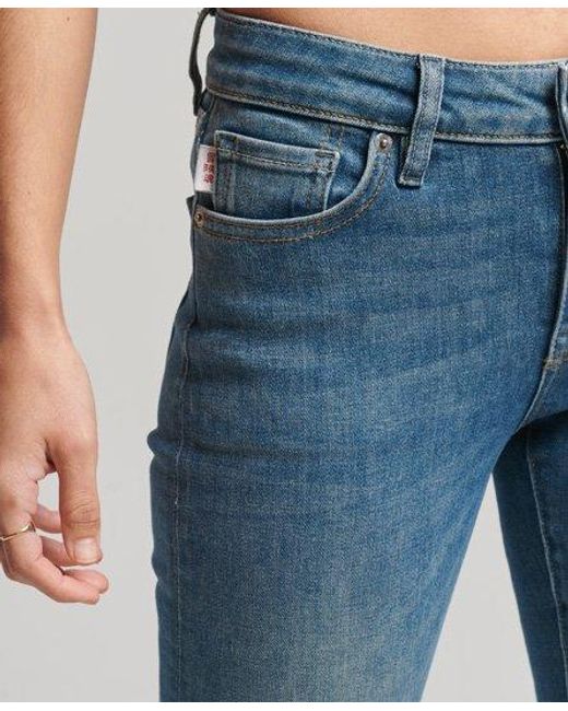 Superdry Blue Mid Rise Skinny Jeans Salem Mid Worn
