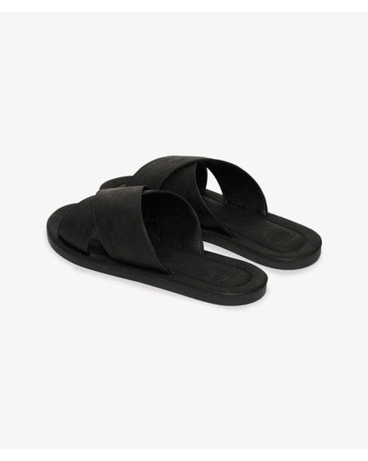 Superdry Black & Co Vintage Cross Strap Slides for men