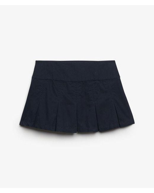 Superdry Blue Bench X & Co Bench Logo Pleated Peached Mini Skirt