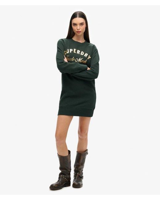 Superdry Green & Co Luxe Metallic Logo Jersey Dress