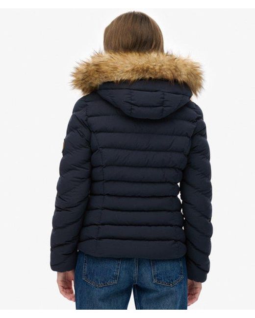 Superdry Blue & Co Fuji Faux Fur Hood Padded Jacket