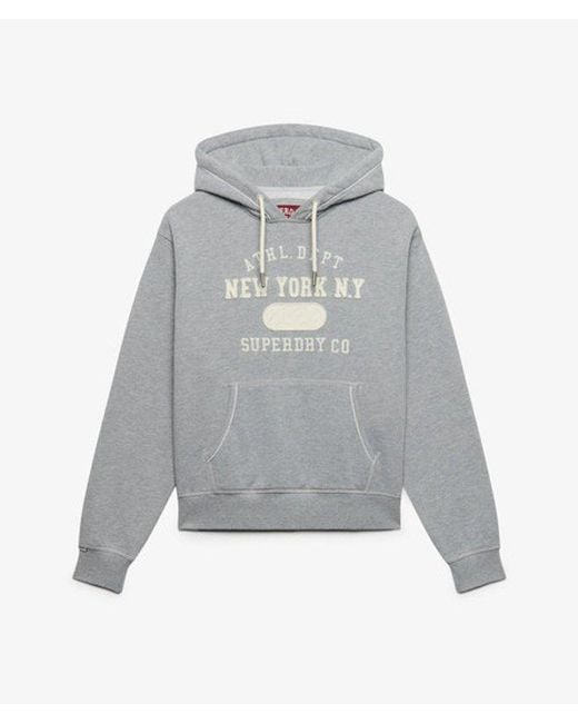 Superdry Gray Athletic Essential Applique Cropped Hoodie