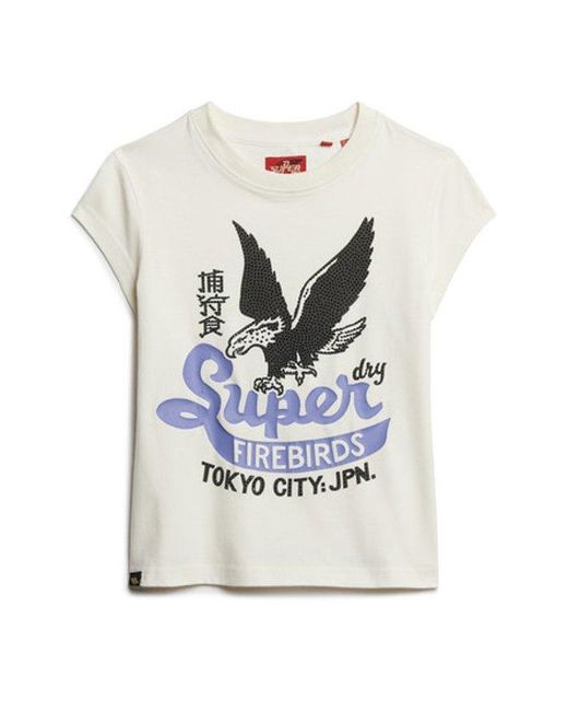 Superdry White & Co Embellished Poster Cap Sleeve T-shirt