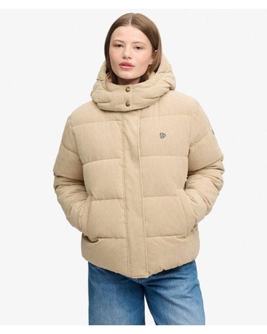 Superdry Natural & Co Premium Hooded Cord Puffer Jacket
